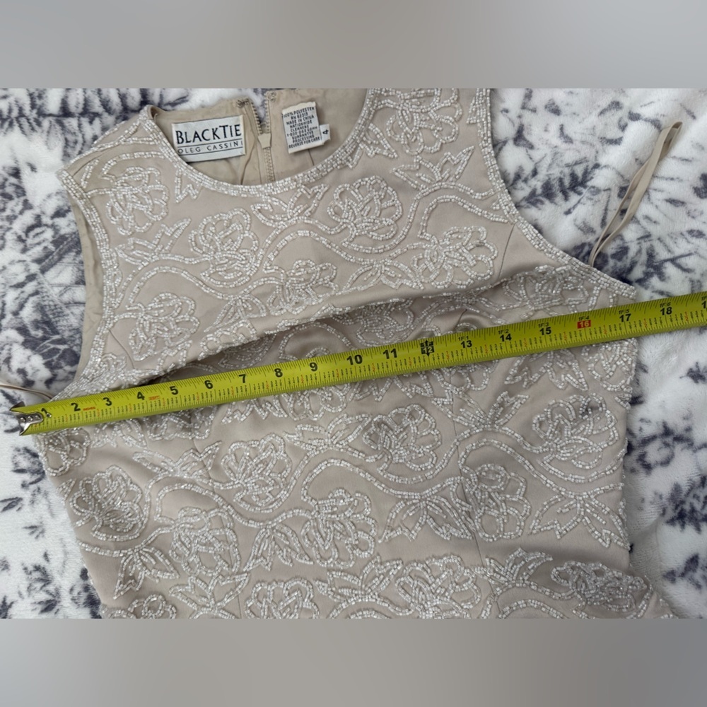 Vintage Bridal Nude Champagne beaded silk evening top size 4 - Picture 10 of 12